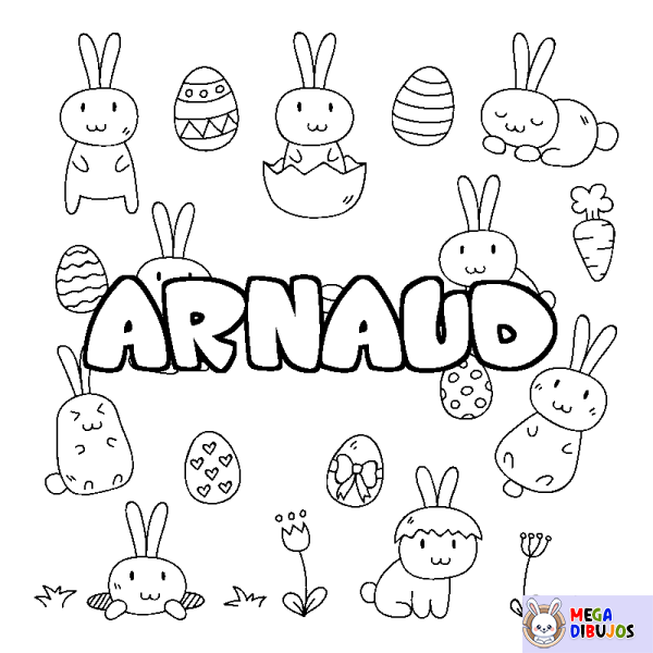 Coloración del nombre ARNAUD - decorado Pascua