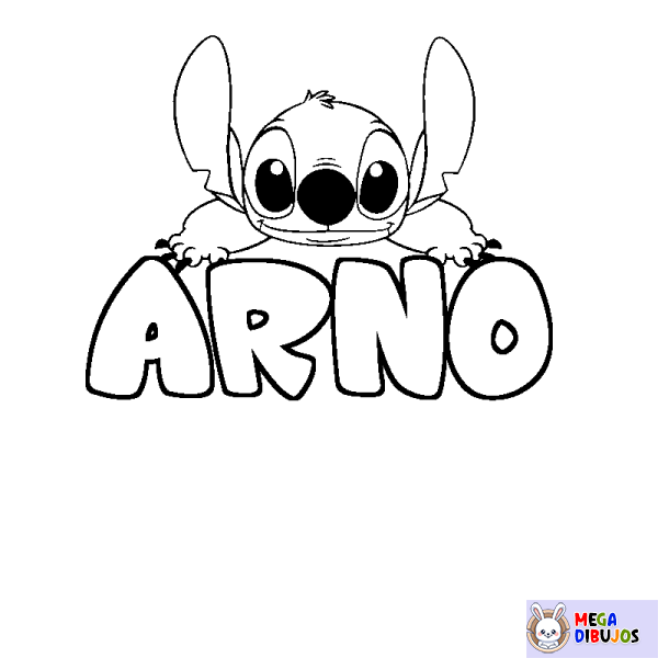 Coloración del nombre ARNO - decorado Stitch