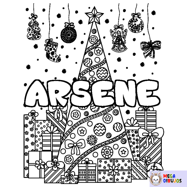 Coloración del nombre ARSENE - decorado &aacute;rbol de Navidad y regalos