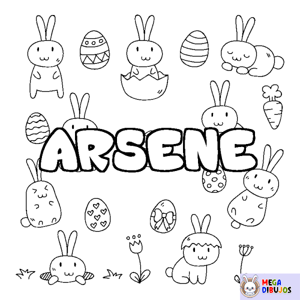 Coloración del nombre ARSENE - decorado Pascua