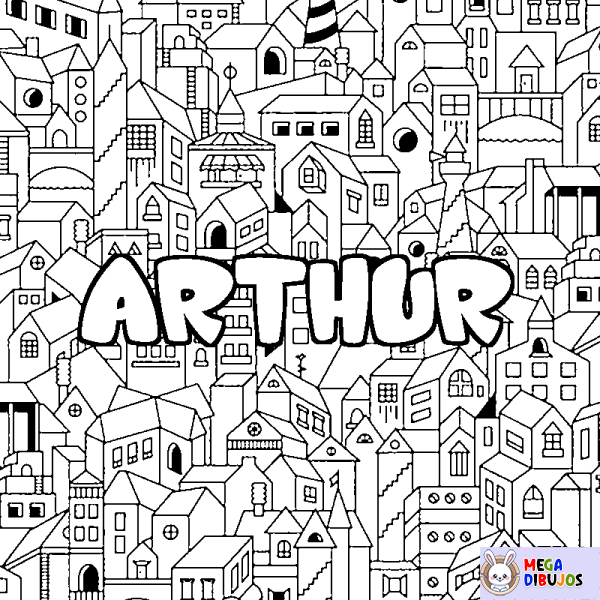 Coloración del nombre ARTHUR - decorado ciudad