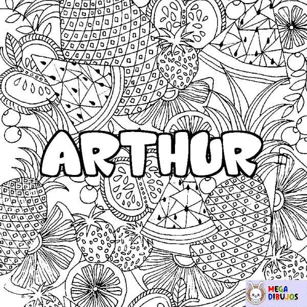 Coloración del nombre ARTHUR - decorado mandala de frutas