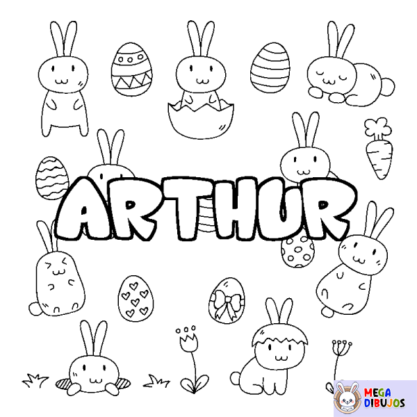 Coloración del nombre ARTHUR - decorado Pascua