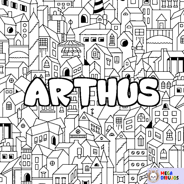 Coloración del nombre ARTHUS - decorado ciudad