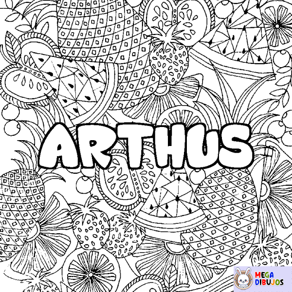 Coloración del nombre ARTHUS - decorado mandala de frutas