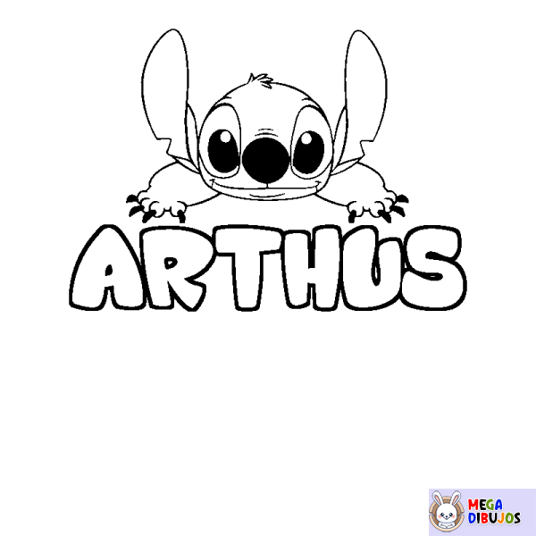 Coloración del nombre ARTHUS - decorado Stitch