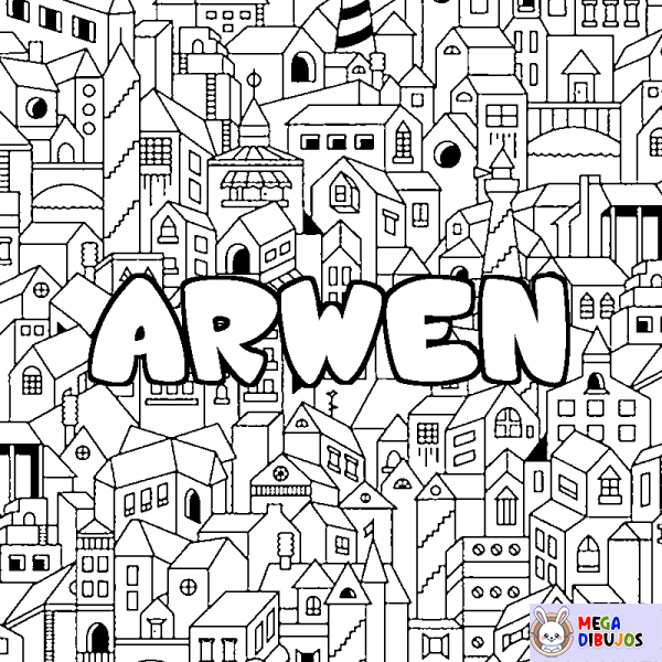 Coloración del nombre ARWEN - decorado ciudad