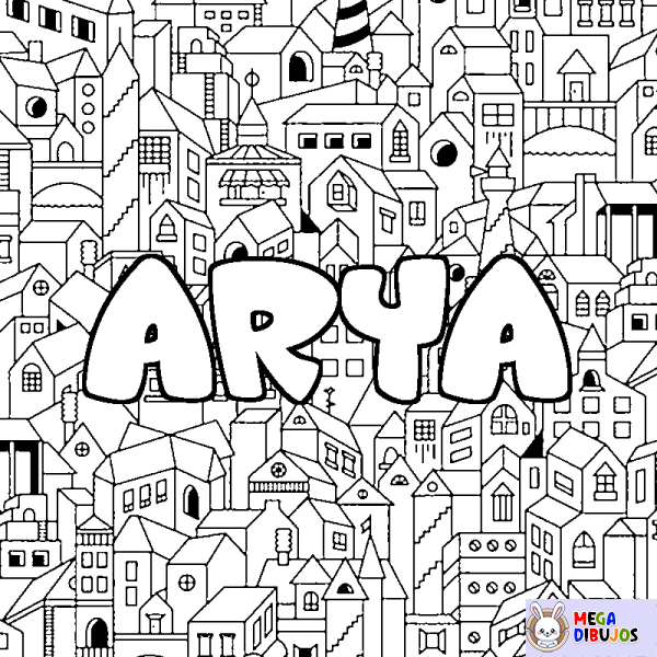 Coloración del nombre ARYA - decorado ciudad