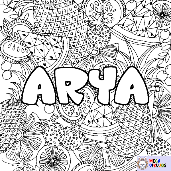 Coloración del nombre ARYA - decorado mandala de frutas
