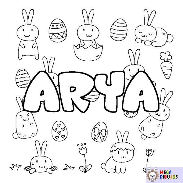 Coloración del nombre ARYA - decorado Pascua