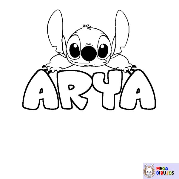 Coloración del nombre ARYA - decorado Stitch