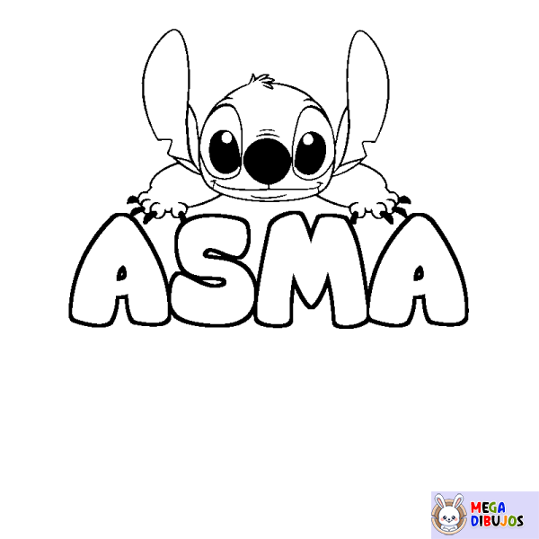 Coloración del nombre ASMA - decorado Stitch