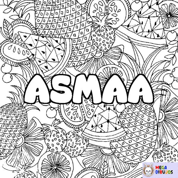 Coloración del nombre ASMAA - decorado mandala de frutas