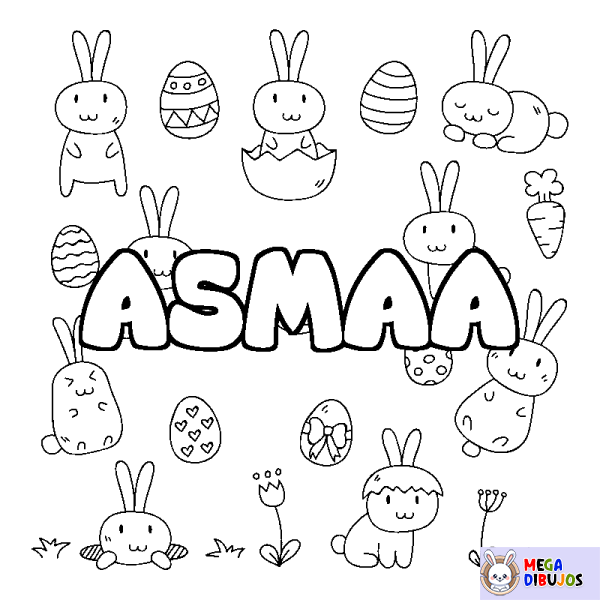Coloración del nombre ASMAA - decorado Pascua
