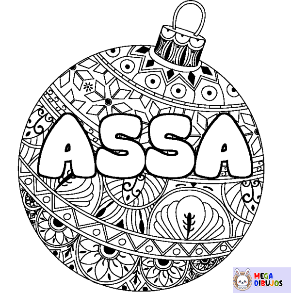 Coloración del nombre ASSA - decorado bola de Navidad