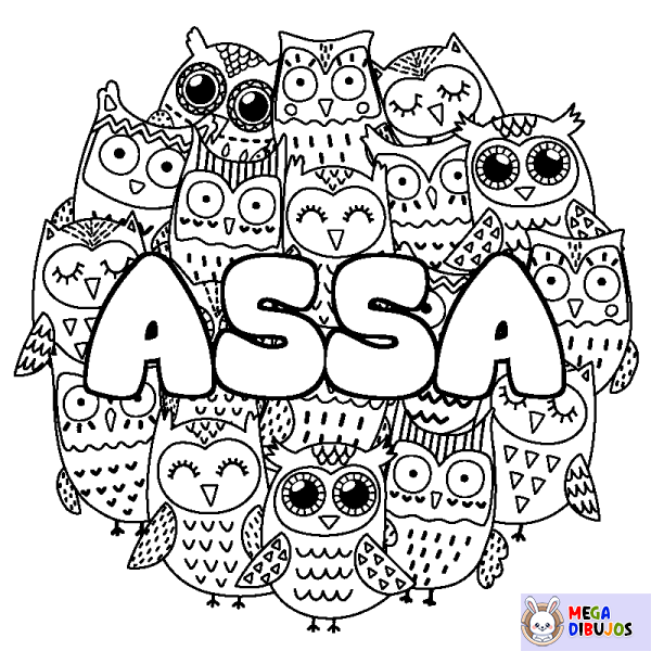 Coloración del nombre ASSA - decorado b&uacute;hos