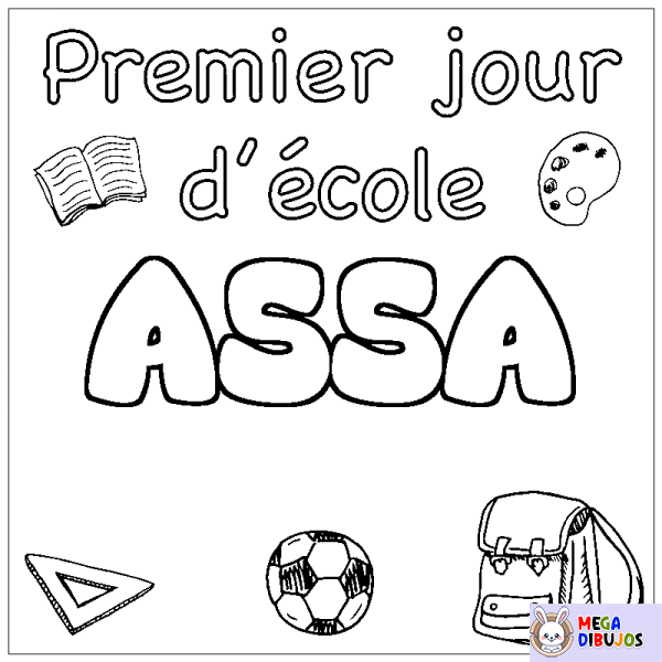 Coloración del nombre ASSA - decorado primer d&iacute;a de escuela