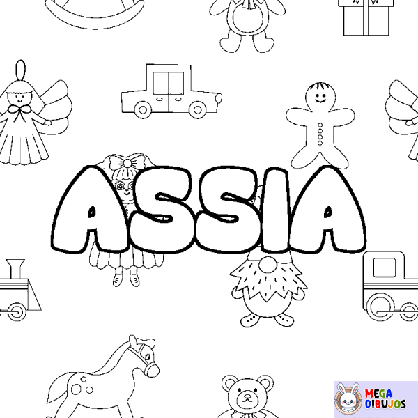 Coloración del nombre ASSIA - decorado juguetes