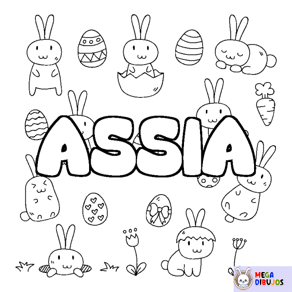 Coloración del nombre ASSIA - decorado Pascua