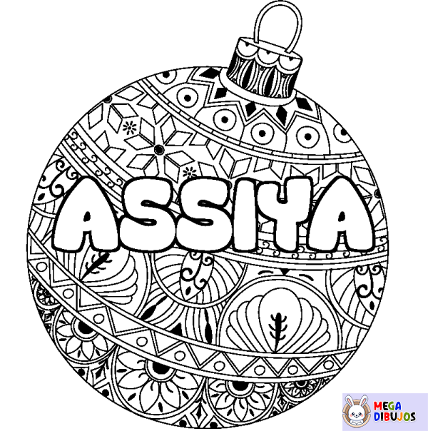 Coloración del nombre ASSIYA - decorado bola de Navidad