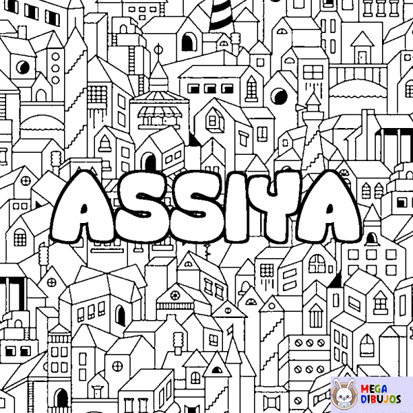Coloración del nombre ASSIYA - decorado ciudad