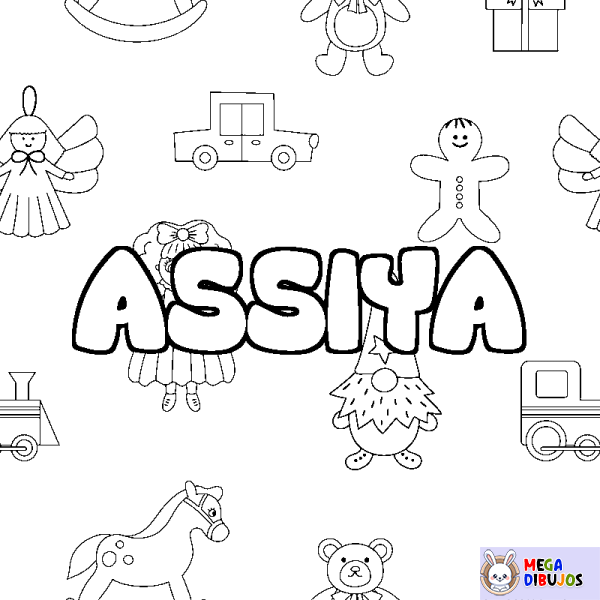 Coloración del nombre ASSIYA - decorado juguetes