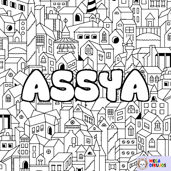 Coloración del nombre ASSYA - decorado ciudad