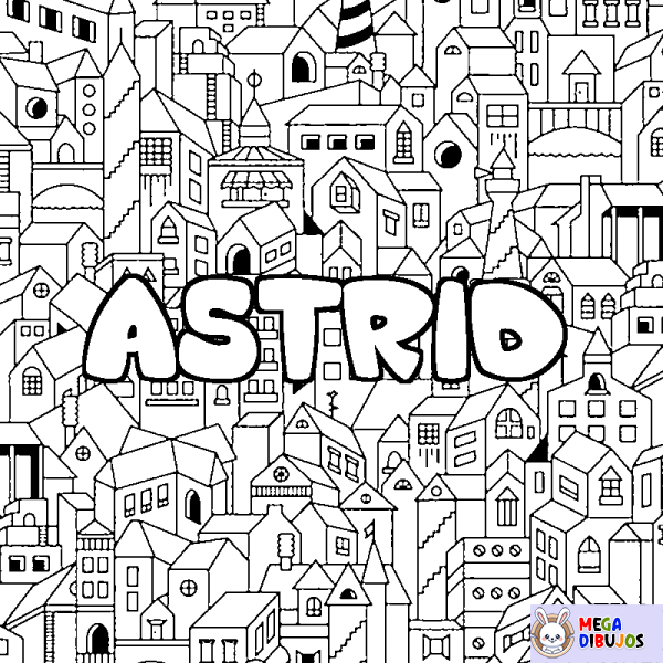 Coloración del nombre ASTRID - decorado ciudad
