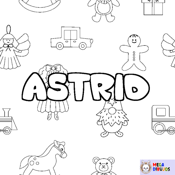 Coloración del nombre ASTRID - decorado juguetes