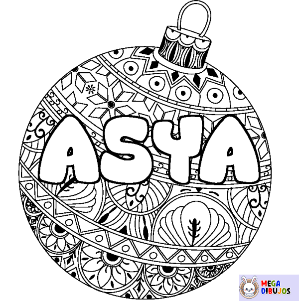 Coloración del nombre ASYA - decorado bola de Navidad