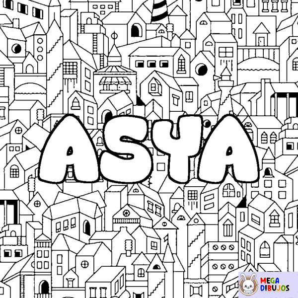 Coloración del nombre ASYA - decorado ciudad