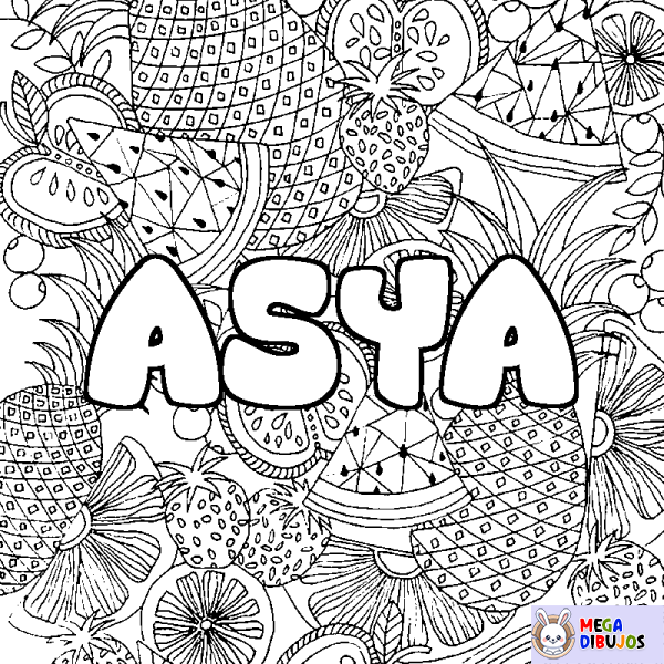 Coloración del nombre ASYA - decorado mandala de frutas