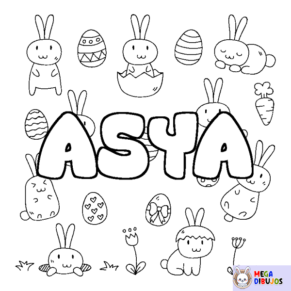 Coloración del nombre ASYA - decorado Pascua