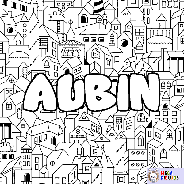 Coloración del nombre AUBIN - decorado ciudad