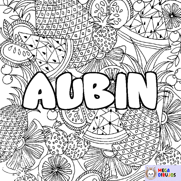 Coloración del nombre AUBIN - decorado mandala de frutas