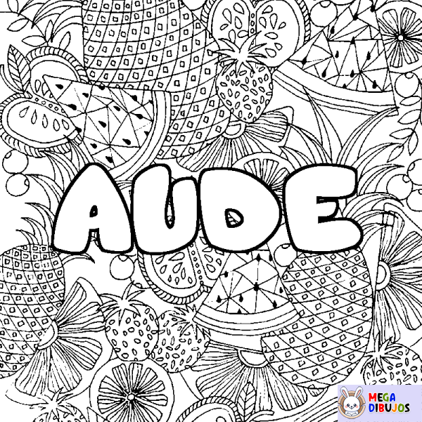 Coloración del nombre AUDE - decorado mandala de frutas