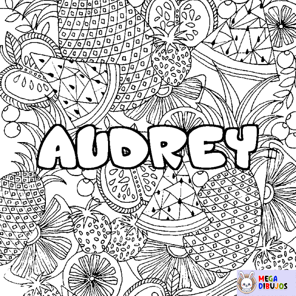 Coloración del nombre AUDREY - decorado mandala de frutas