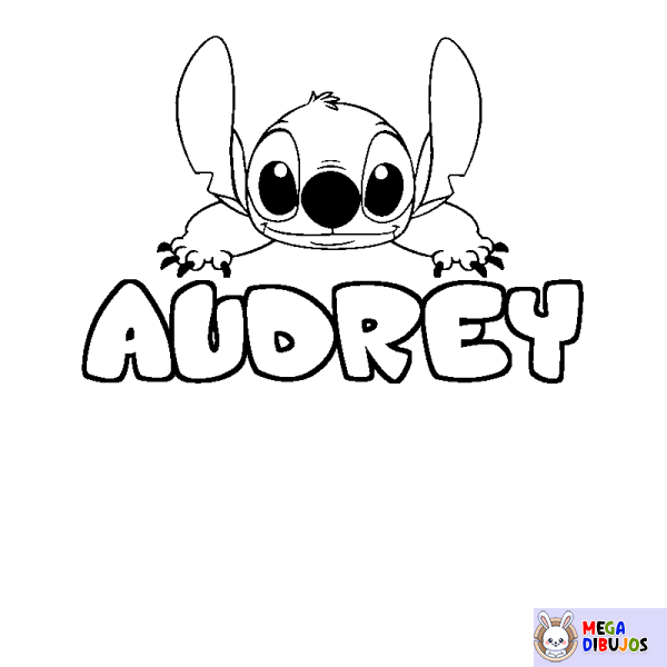Coloración del nombre AUDREY - decorado Stitch