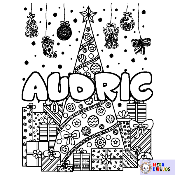 Coloración del nombre AUDRIC - decorado &aacute;rbol de Navidad y regalos