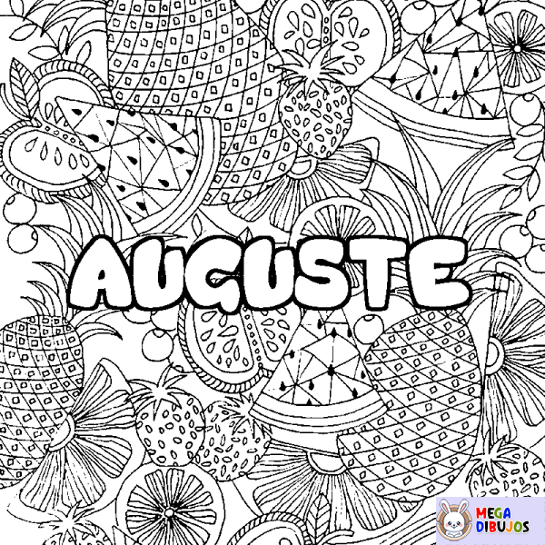 Coloración del nombre AUGUSTE - decorado mandala de frutas