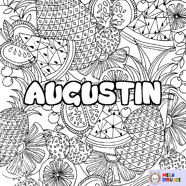 Coloración del nombre AUGUSTIN - decorado mandala de frutas