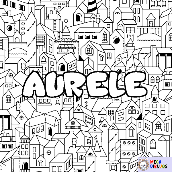 Coloración del nombre AURELE - decorado ciudad