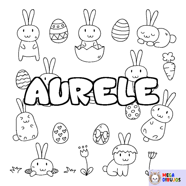 Coloración del nombre AURELE - decorado Pascua