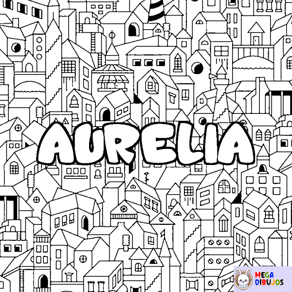 Coloración del nombre AURELIA - decorado ciudad