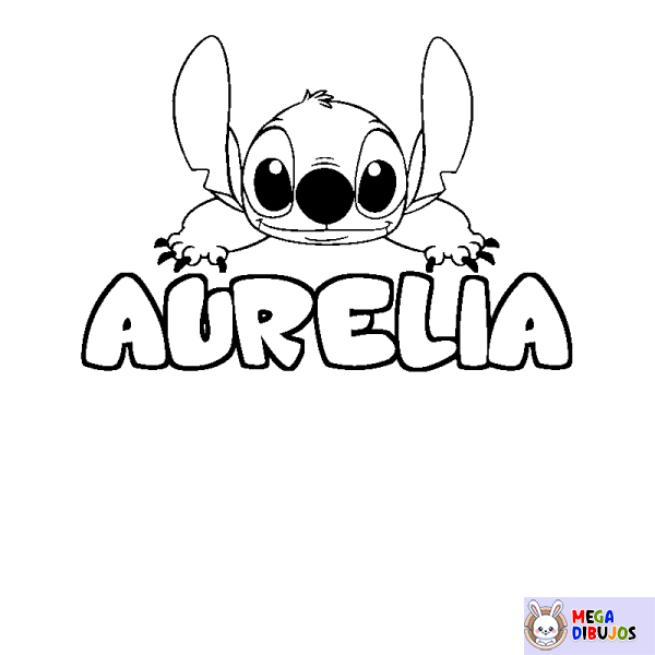 Coloración del nombre AURELIA - decorado Stitch