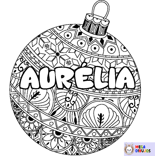 Coloración del nombre AUR&Eacute;LIA - decorado bola de Navidad