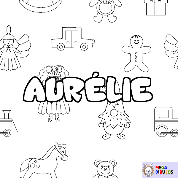 Coloración del nombre AUR&Eacute;LIE - decorado juguetes