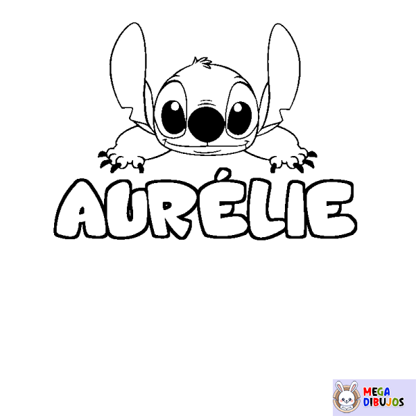 Coloración del nombre AUR&Eacute;LIE - decorado Stitch
