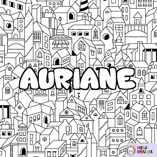 Coloración del nombre AURIANE - decorado ciudad