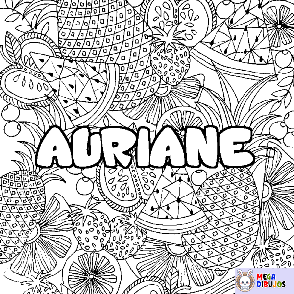 Coloración del nombre AURIANE - decorado mandala de frutas